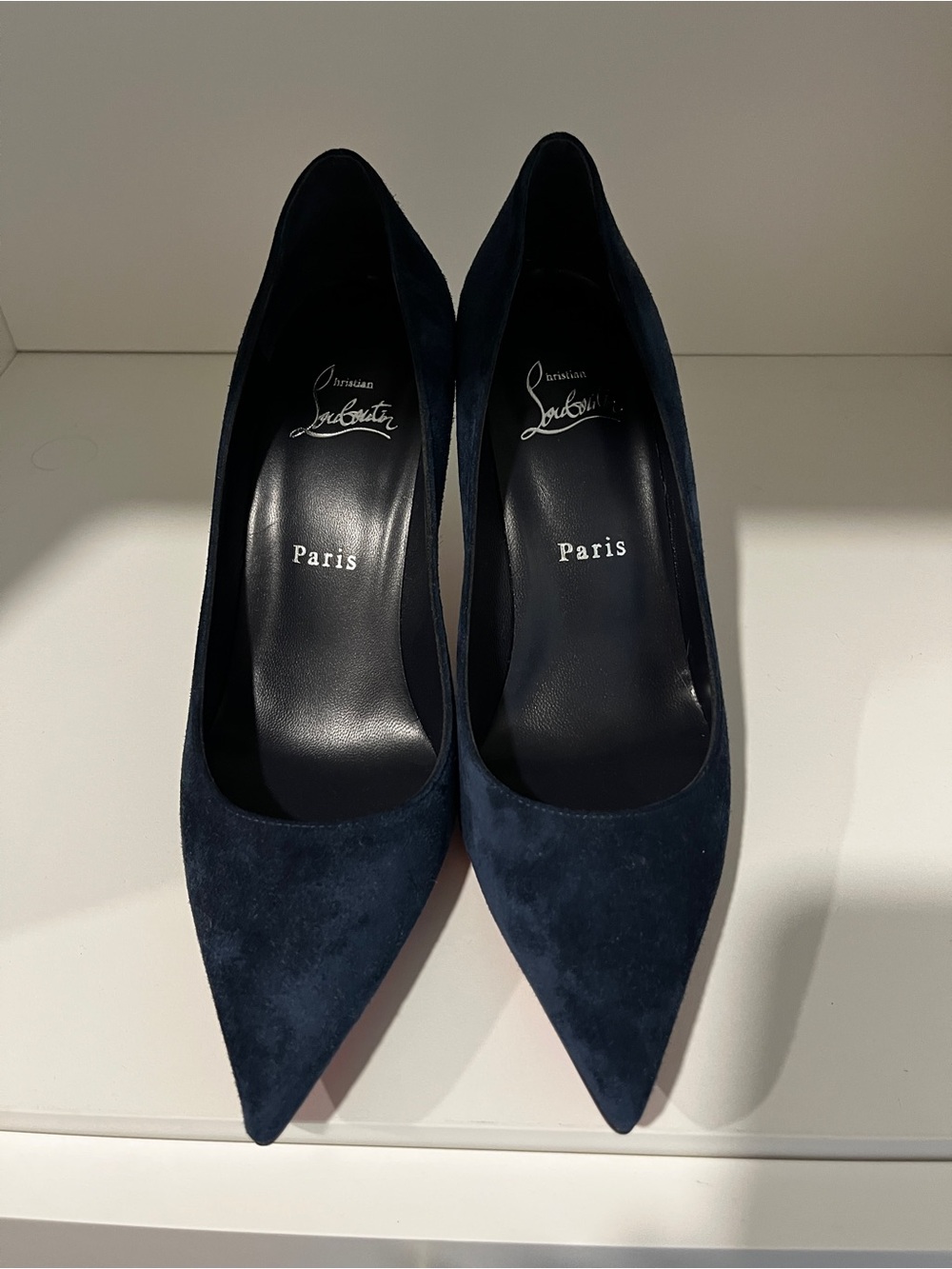 Christian Louboutin Navy Suede Pointed Toe Pumps - NEVER worn